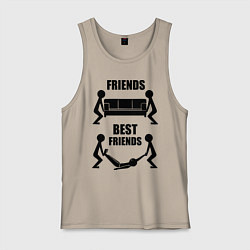 Майка мужская хлопок Best friends, цвет: миндальный