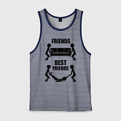 Майка мужская хлопок Best friends, цвет: синяя тельняшка