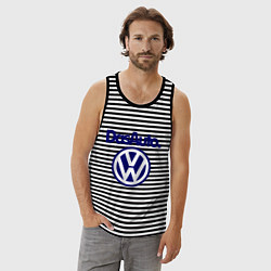 Майка мужская хлопок Volkswagen Das Auto, цвет: черная тельняшка — фото 2