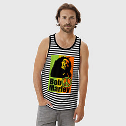 Майка мужская хлопок Bob Marley: Jamaica, цвет: черная тельняшка — фото 2