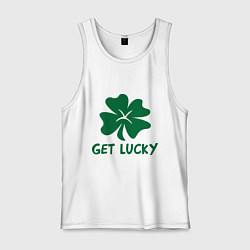 Майка мужская хлопок Get lucky, цвет: белый