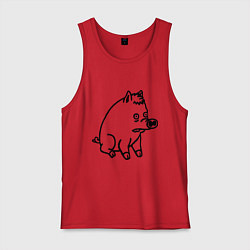Майка мужская хлопок Pig, цвет: красный