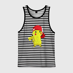 Майка мужская хлопок Пикачу, цвет: черная тельняшка