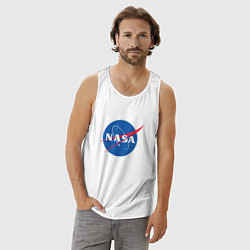 Майка мужская хлопок NASA: Logo, цвет: белый — фото 2
