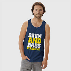 Майка мужская хлопок DRUM AND BASS MASSIVE, цвет: тёмно-синий — фото 2