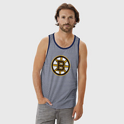 Майка мужская хлопок Boston Bruins, цвет: синяя тельняшка — фото 2