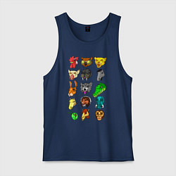 Майка мужская хлопок Hotline Miami Masks, цвет: тёмно-синий