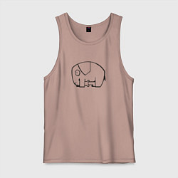 Майка мужская хлопок Самодостаточный слоник, цвет: пыльно-розовый