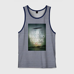 Майка мужская хлопок X-Files: Aliens, цвет: синяя тельняшка