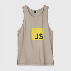 Майка мужская хлопок JS return true; (black), цвет: миндальный