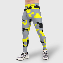 Тайтсы мужские Yellow & Grey Camouflage, цвет: 3D-принт — фото 2