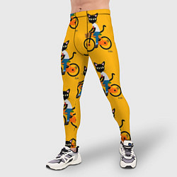Тайтсы мужские Котики на велосипедах, цвет: 3D-принт — фото 2