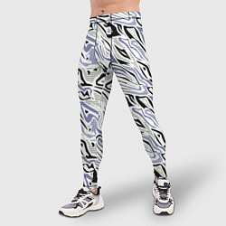 Тайтсы мужские Абстрактный сиренево-черный, цвет: 3D-принт — фото 2