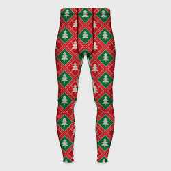 Мужские тайтсы Ёлочки красно-зелёные