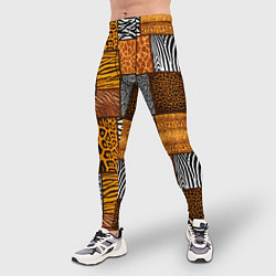 Тайтсы мужские Тигр, полосы, 2022, цвет: 3D-принт — фото 2