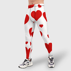 Тайтсы мужские Красные сердечки Heart, цвет: 3D-принт — фото 2
