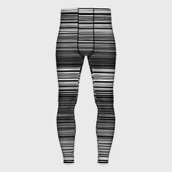 Тайтсы мужские Black and white thin stripes Тонкие полосы, цвет: 3D-принт