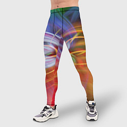 Тайтсы мужские Неоновое множество линий в абстракции - Оранжевый, цвет: 3D-принт — фото 2