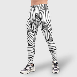 Тайтсы мужские Бесконечные Белые Листья, цвет: 3D-принт — фото 2