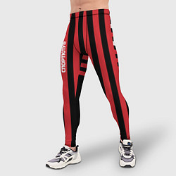 Тайтсы мужские Красно черный полосатый узор Спортклуб, цвет: 3D-принт — фото 2