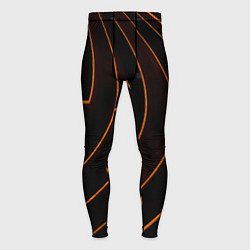 Тайтсы мужские Чёрные полосы и неоновые оранжевые линии, цвет: 3D-принт