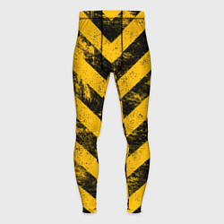 Тайтсы мужские WARNING - желто-черные полосы, цвет: 3D-принт