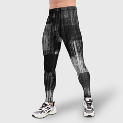 Тайтсы мужские Чёрные и белые полосы, цвет: 3D-принт — фото 2