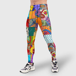 Тайтсы мужские Разноцветные лоскуты, цвет: 3D-принт — фото 2