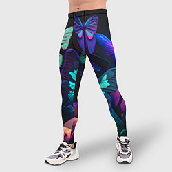 Тайтсы мужские Много неоновых бабочек, цвет: 3D-принт — фото 2