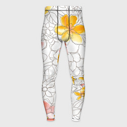 Тайтсы мужские Нарисованный цветы - светлый, цвет: 3D-принт