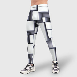 Тайтсы мужские Объемные белые плиты, цвет: 3D-принт — фото 2