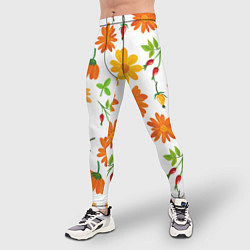 Тайтсы мужские Orange flowers, цвет: 3D-принт — фото 2