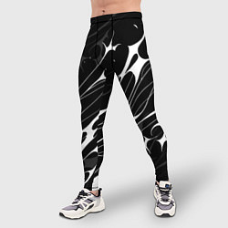 Тайтсы мужские Белые абстрактные полосы, цвет: 3D-принт — фото 2
