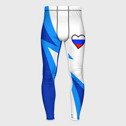 Мужские тайтсы Флаг России в сердечке - синий