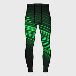 Тайтсы мужские Green neon lines, цвет: 3D-принт