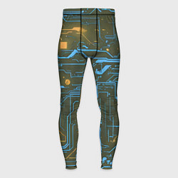 Тайтсы мужские Кибер схемы Синий и жёлтый, цвет: 3D-принт