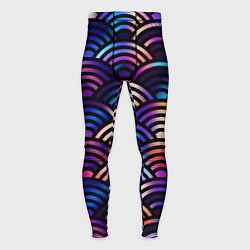 Тайтсы мужские Разноцветные волны-чешуйки, цвет: 3D-принт