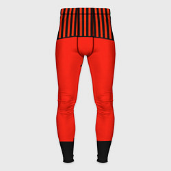 Тайтсы мужские Оранжево черный комбинированный узор в полоску, цвет: 3D-принт