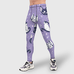 Тайтсы мужские Мистические кошечки - паттерн фиолетовый, цвет: 3D-принт — фото 2