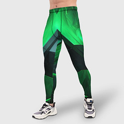 Тайтсы мужские Зеленая абстракция геометрическая, цвет: 3D-принт — фото 2