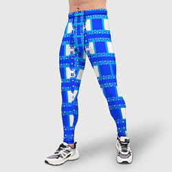 Тайтсы мужские Синие и белые квадраты, цвет: 3D-принт — фото 2