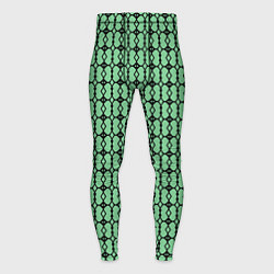 Тайтсы мужские Чёрные узоры на зелёном, цвет: 3D-принт