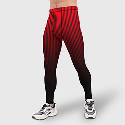 Тайтсы мужские Красно-чёрный градиент в полоску, цвет: 3D-принт — фото 2