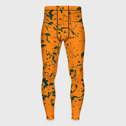 Тайтсы мужские Оранжевый с брызгами зеленой краски, цвет: 3D-принт