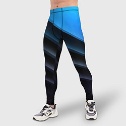 Тайтсы мужские Геометрическая синяя абстракция на черном фоне мин, цвет: 3D-принт — фото 2