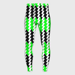 Тайтсы мужские Вертикальные чёрно-зелёные полосы, цвет: 3D-принт