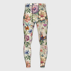 Тайтсы мужские Летний узор с цветами и бабочками, цвет: 3D-принт