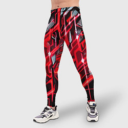 Тайтсы мужские Красно-белая абстракция, цвет: 3D-принт — фото 2