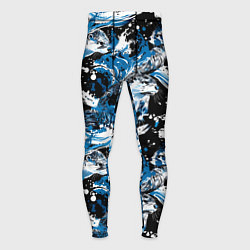Тайтсы мужские Выдры в речке на волнах - паттерн, цвет: 3D-принт
