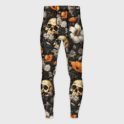 Тайтсы мужские Маки и черепа, цвет: 3D-принт